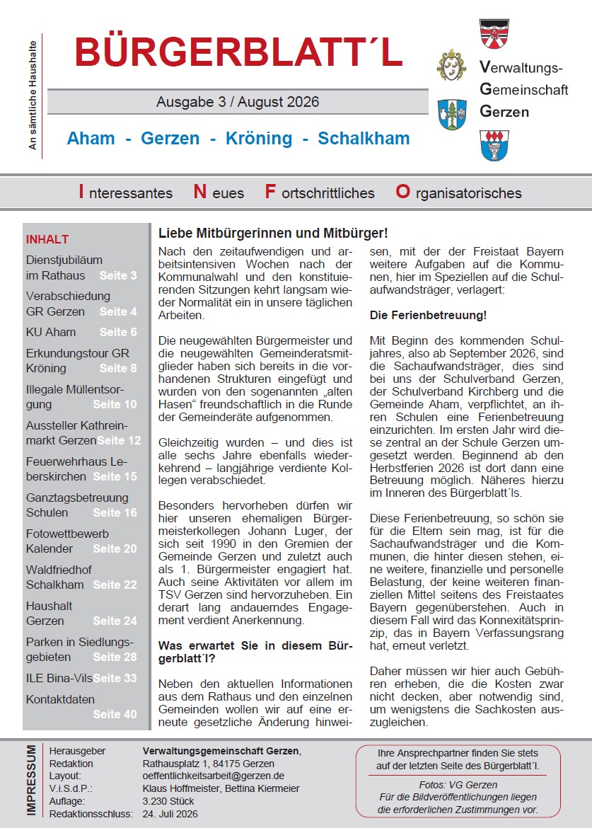 Bürgerblatt´l August 2026